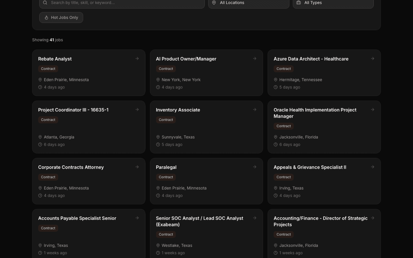 Career Portal in use